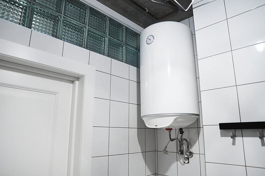 a water heater at the bathroom